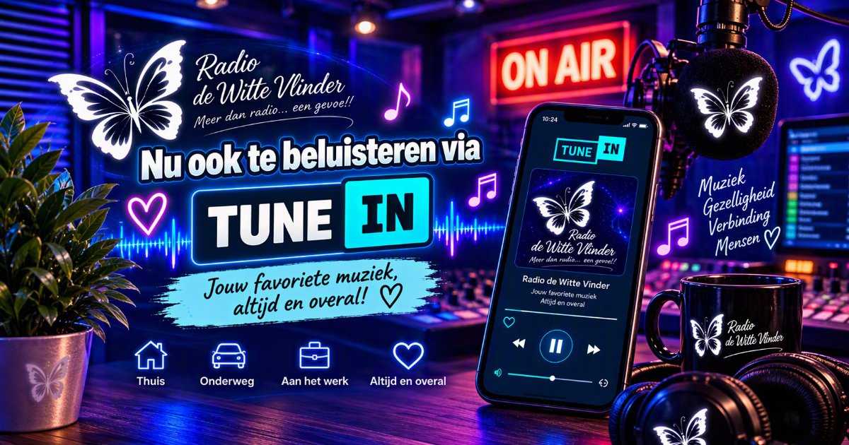 Radio de Witte Vlinder nu ook te beluisteren via TuneIn! π¦π»